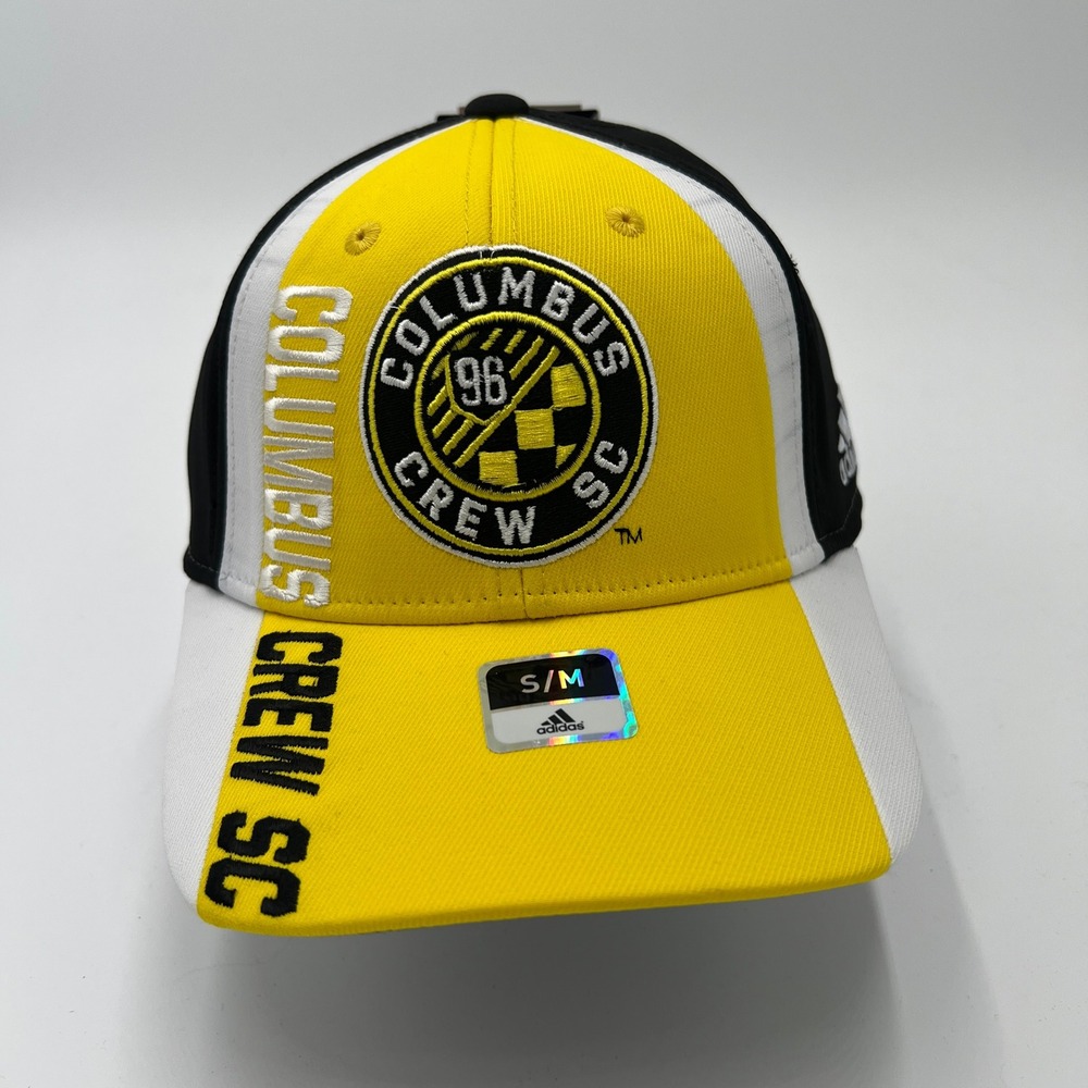 Adidas Columbus Crew SC MLS Fitted Hat S/M Yellow Black White Soccer Cap New